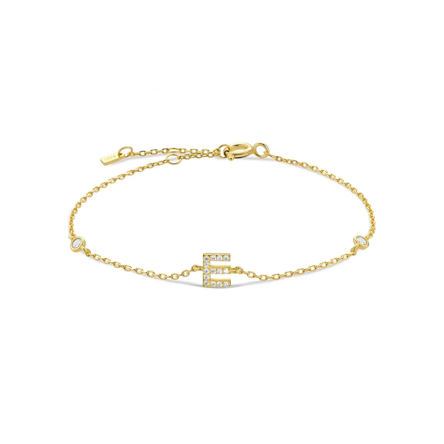 Gold bracelet with the letter E
