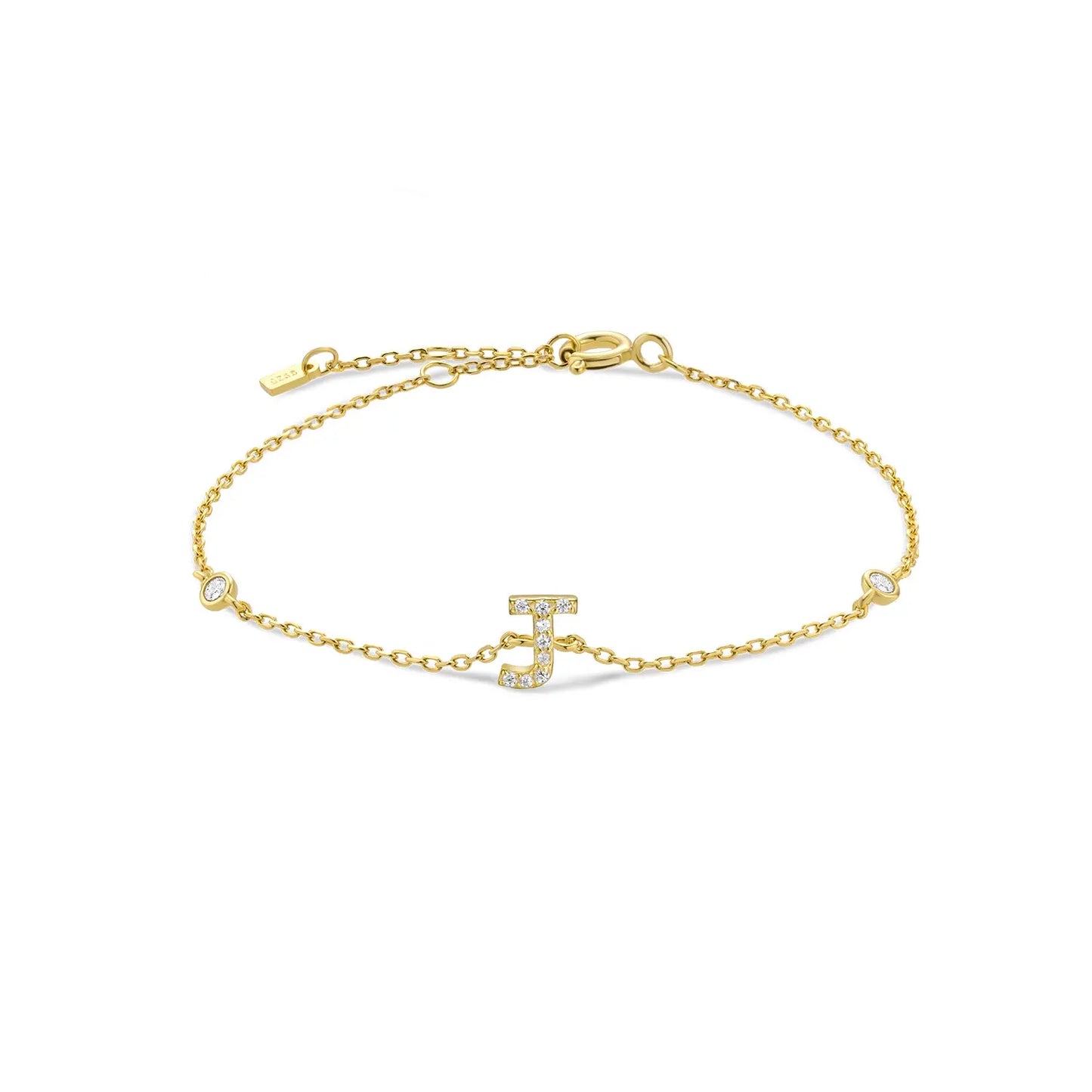 Gold bracelet with the letter J