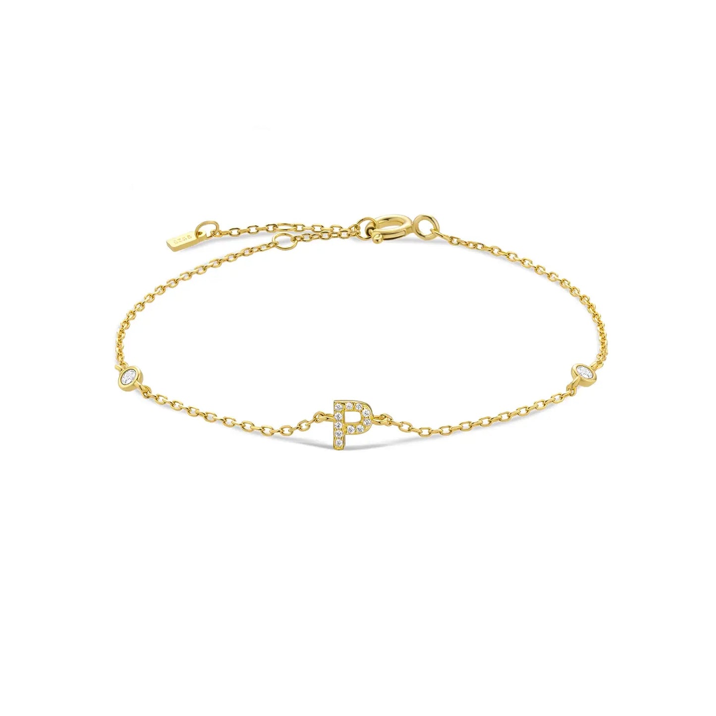 Gold bracelet with the letter P