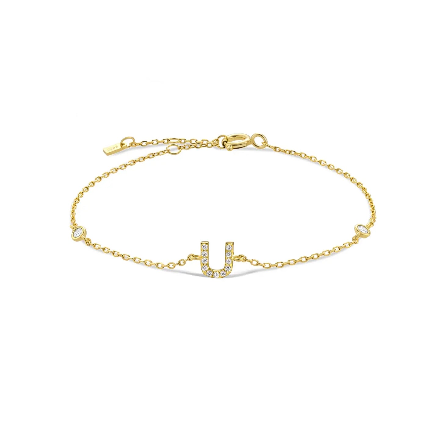 Gold bracelet with the letter U