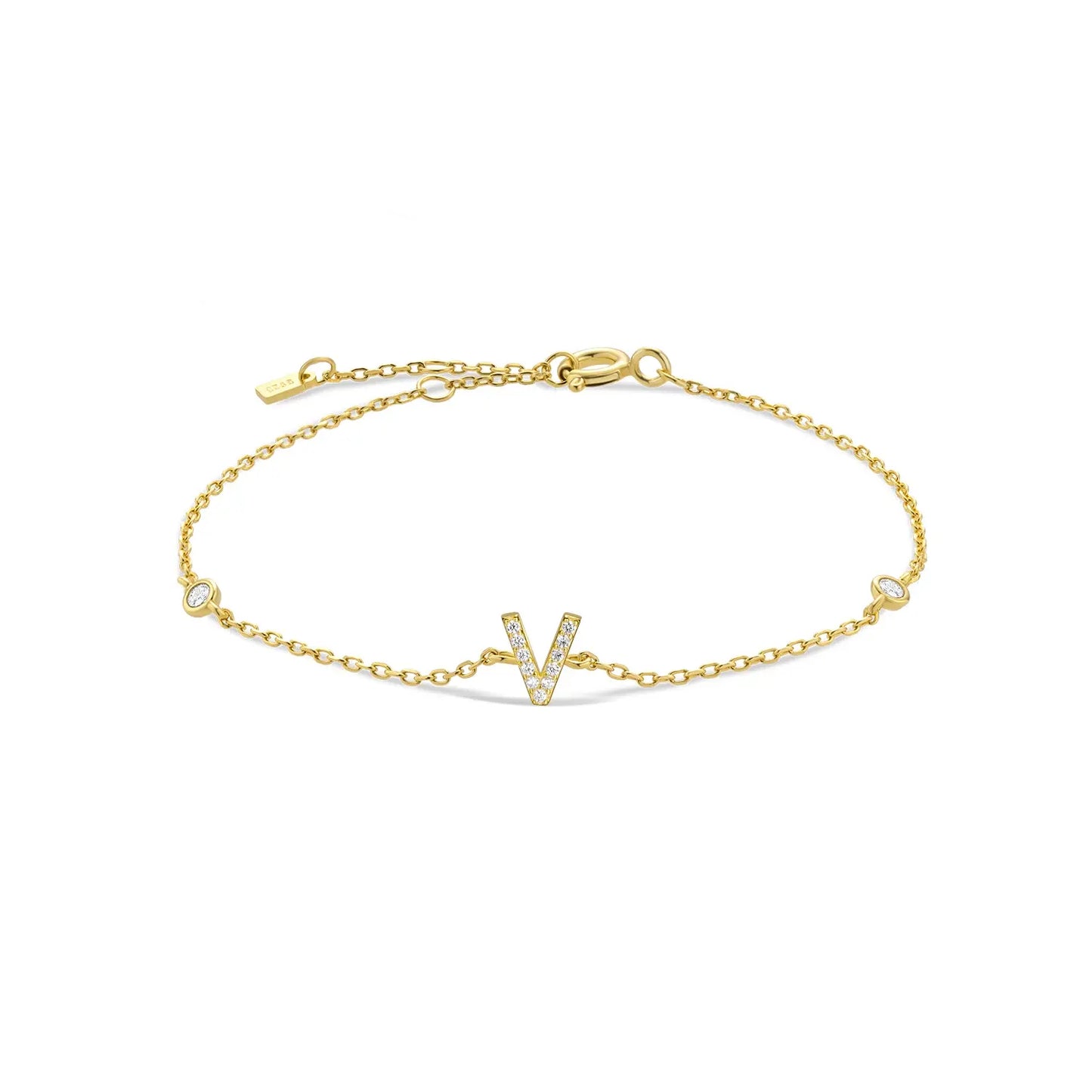 Gold bracelet with the letter V