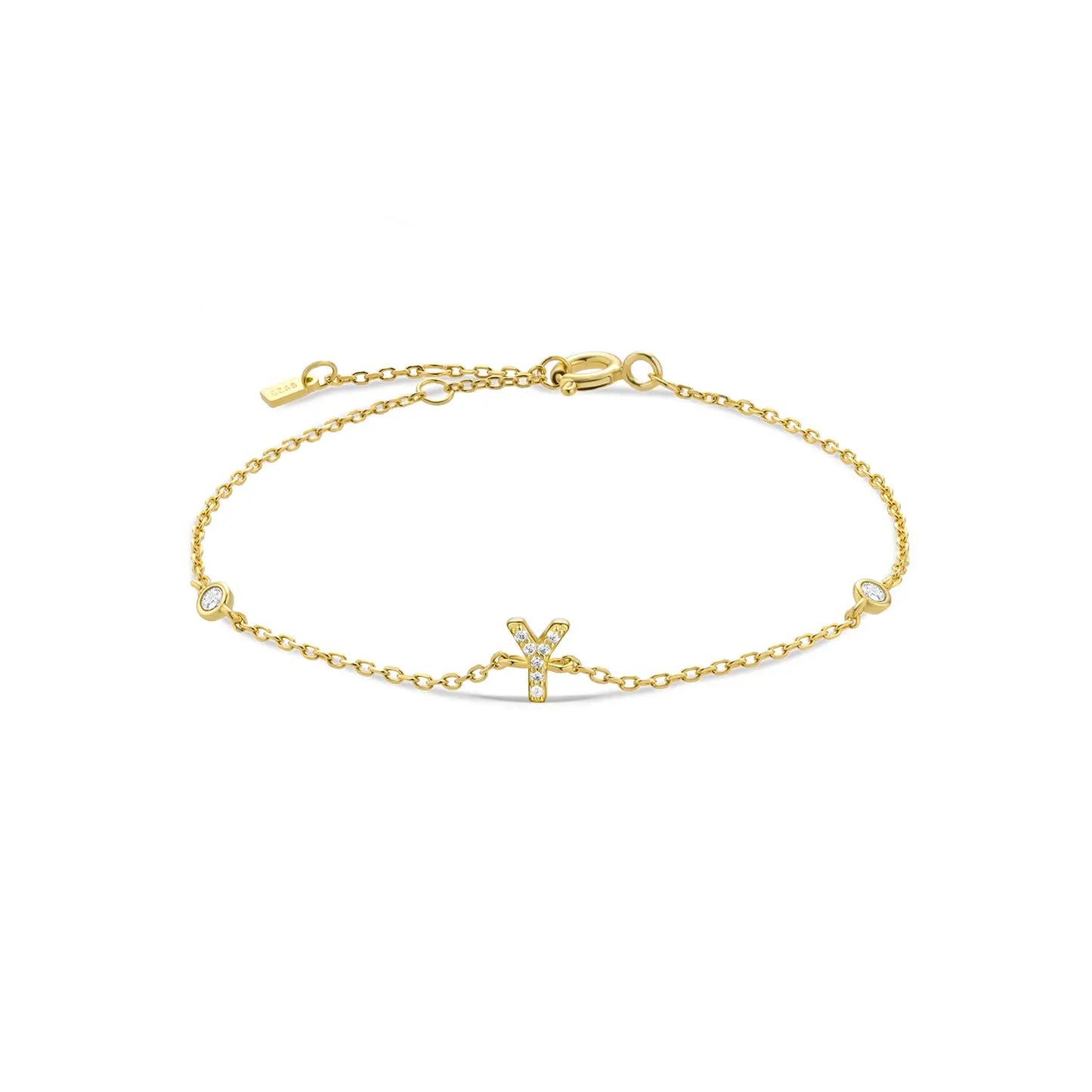 Gold bracelet with the letter Y