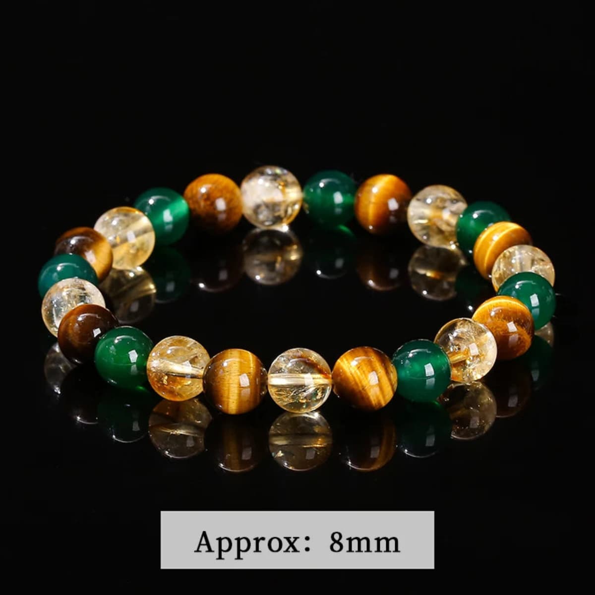 Green & Brown Beaded Stretch Bracelet for Women – Handmade Stacking Bracelet