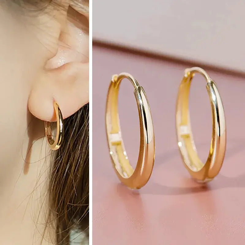 Gold Hoop Earrings Lightweight for Women Daily Party Wear