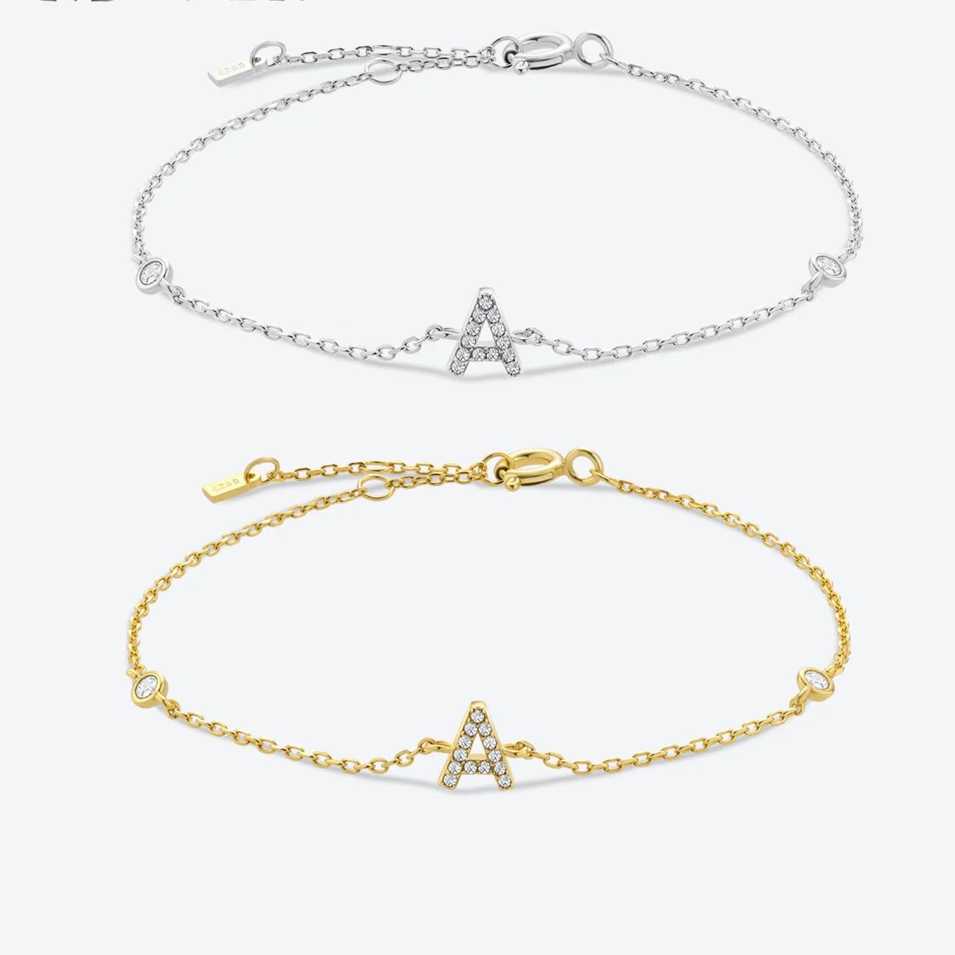 925 Silver Alphabet Monogram Bracelet