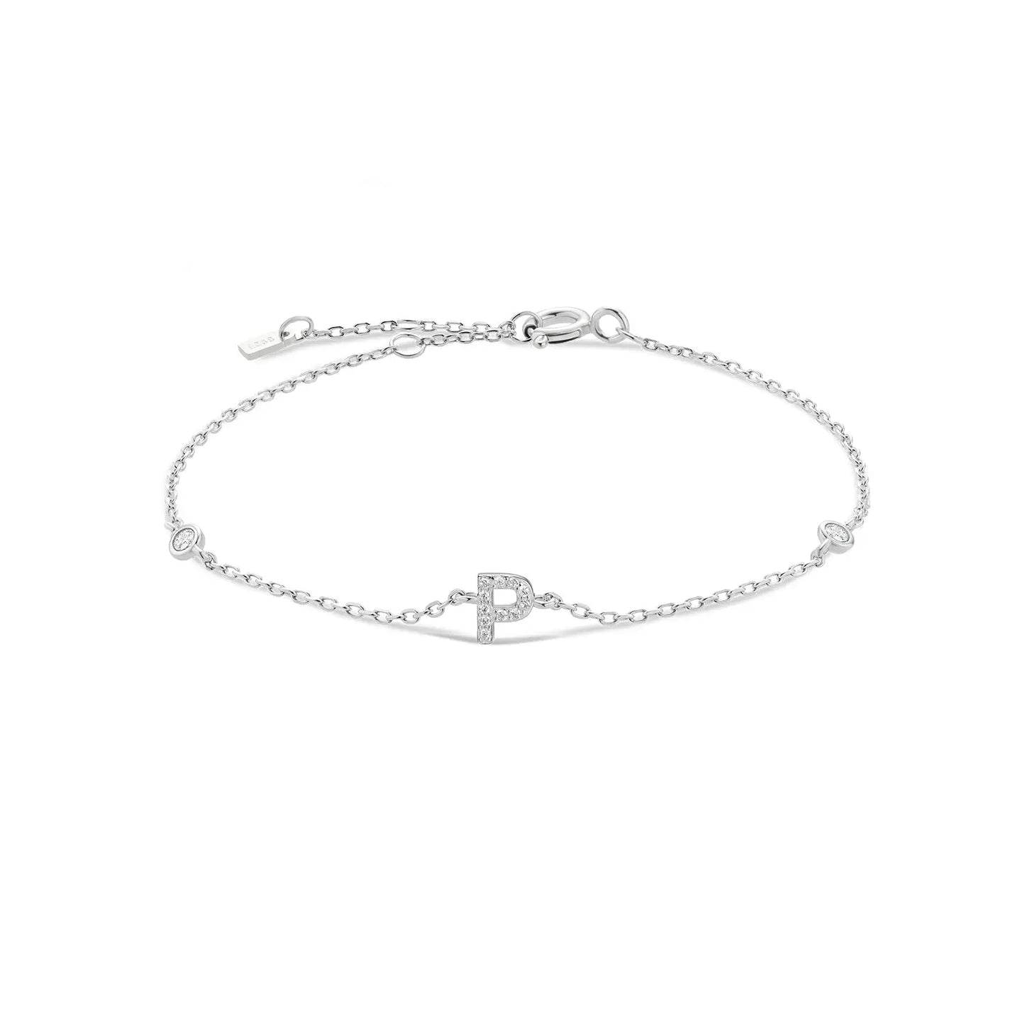 Silver bracelet with the letter P
