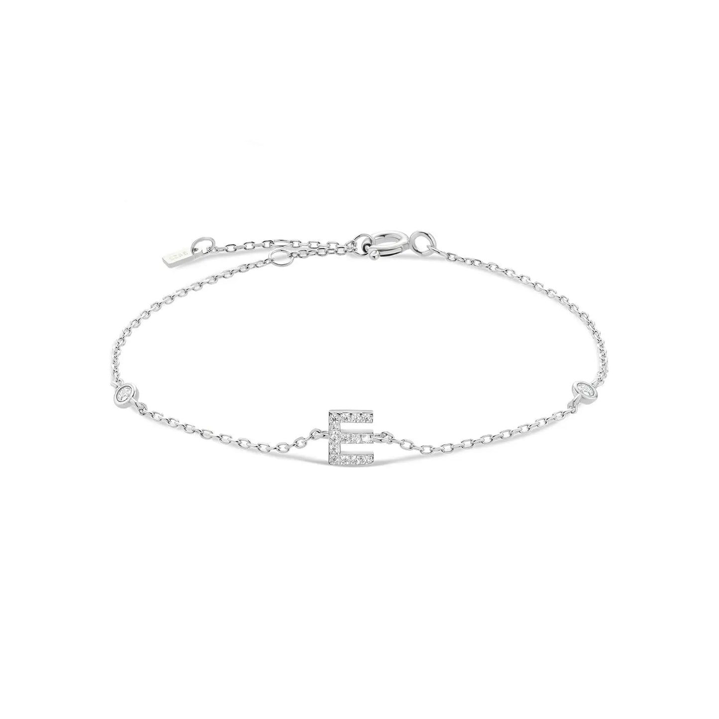 Silver bracelet with the letter E