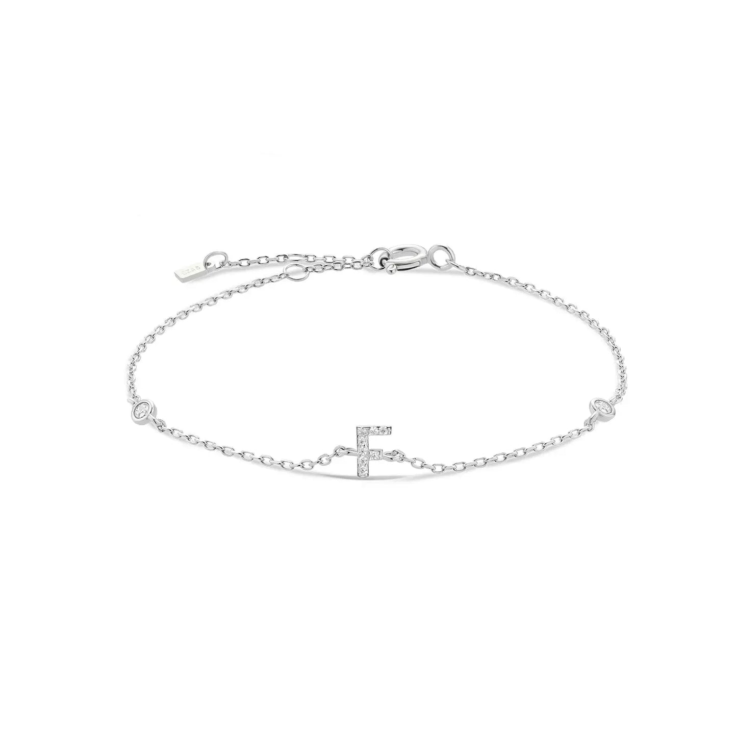 Silver bracelet with the letter F