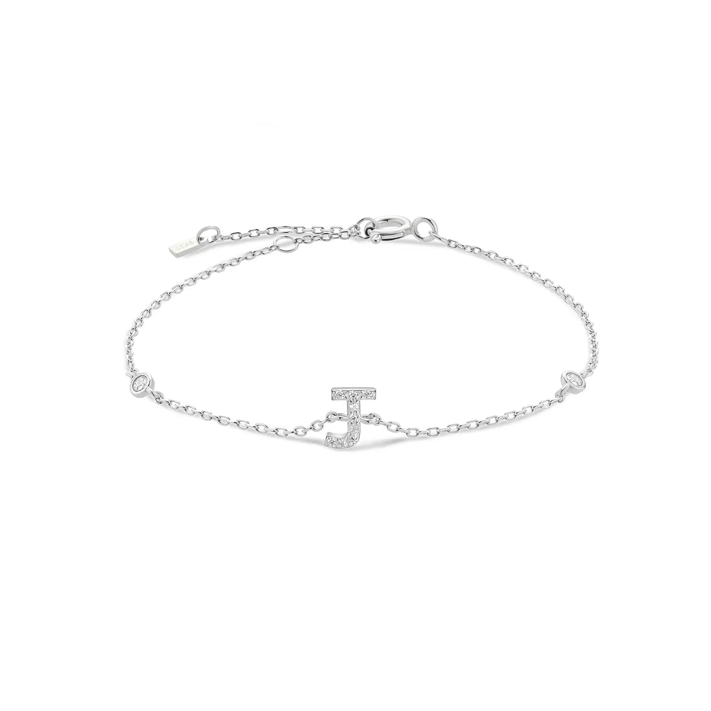 Silver bracelet with the letter J