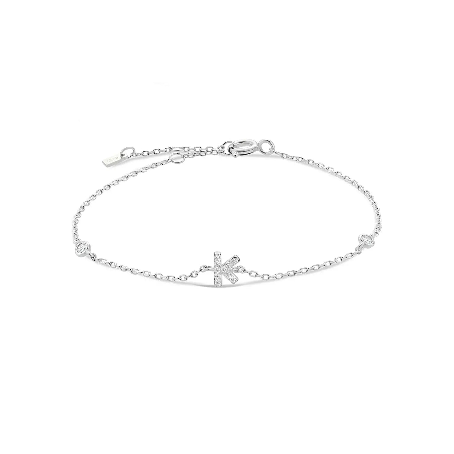 Silver bracelet with the letter K