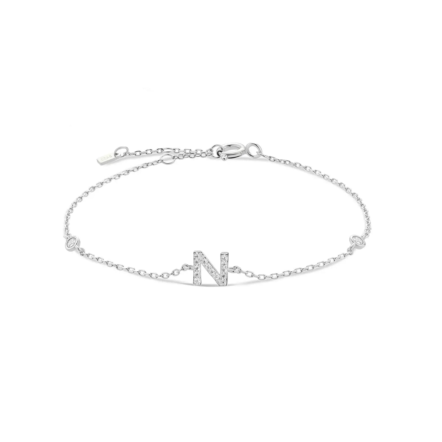 Silver bracelet with the letter N