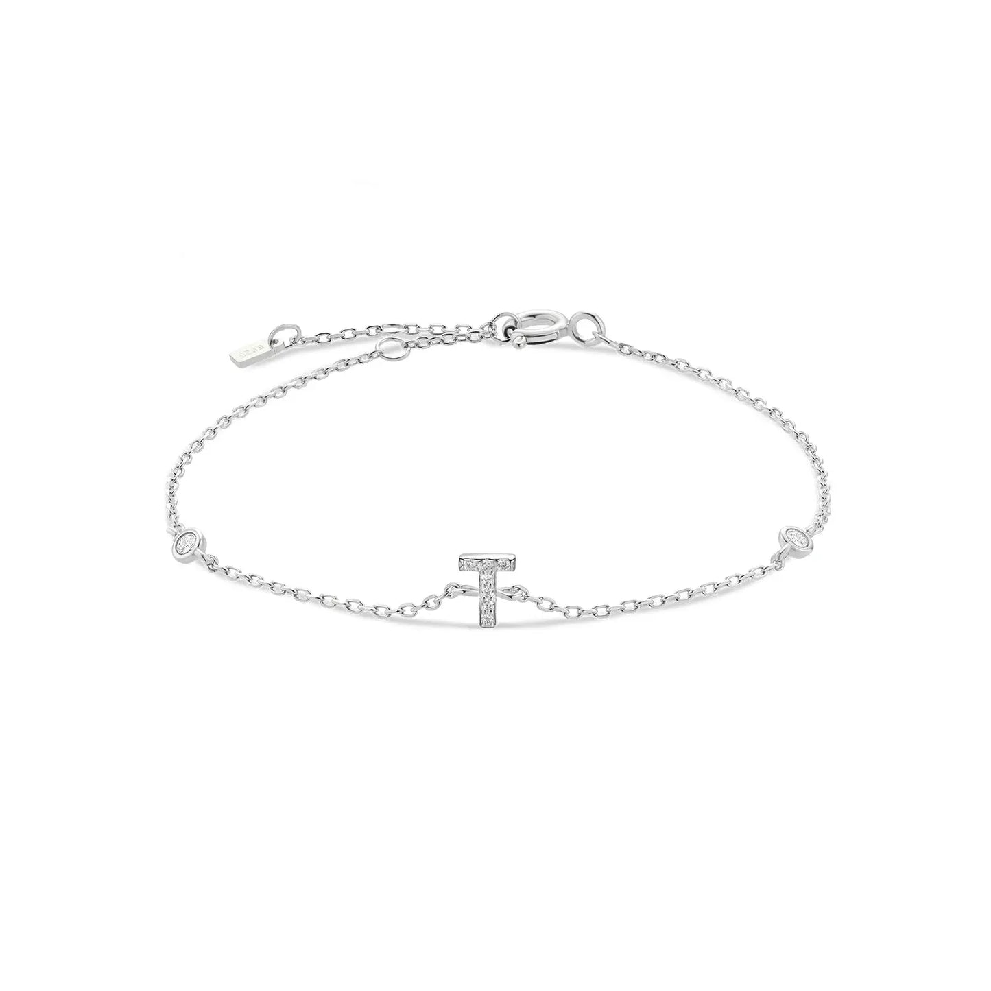 Silver bracelet with the letter T