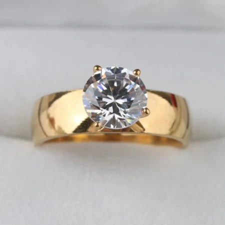 Golden Stainless Steel Claw Set Ring
