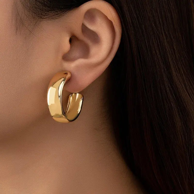 Stylish Oversized Gold Chunky Hoop Earrings