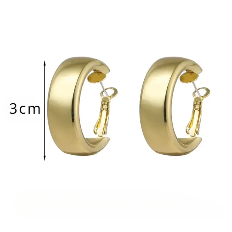 Gold Stainless Steel Hoop Earrings for Women Vintage Minimalist Circle C Shape Party Jewelry Gifts