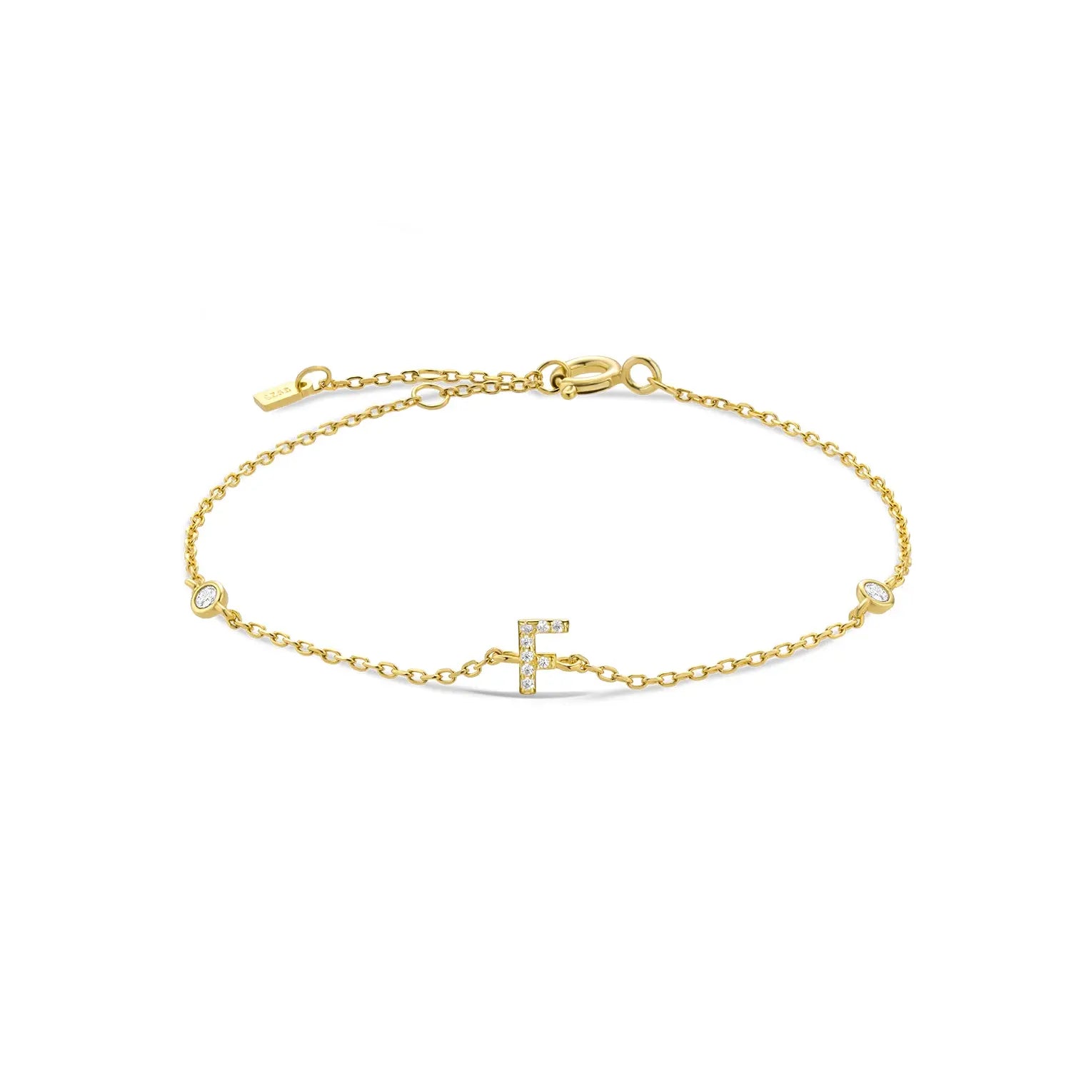 Gold bracelet with the letter F