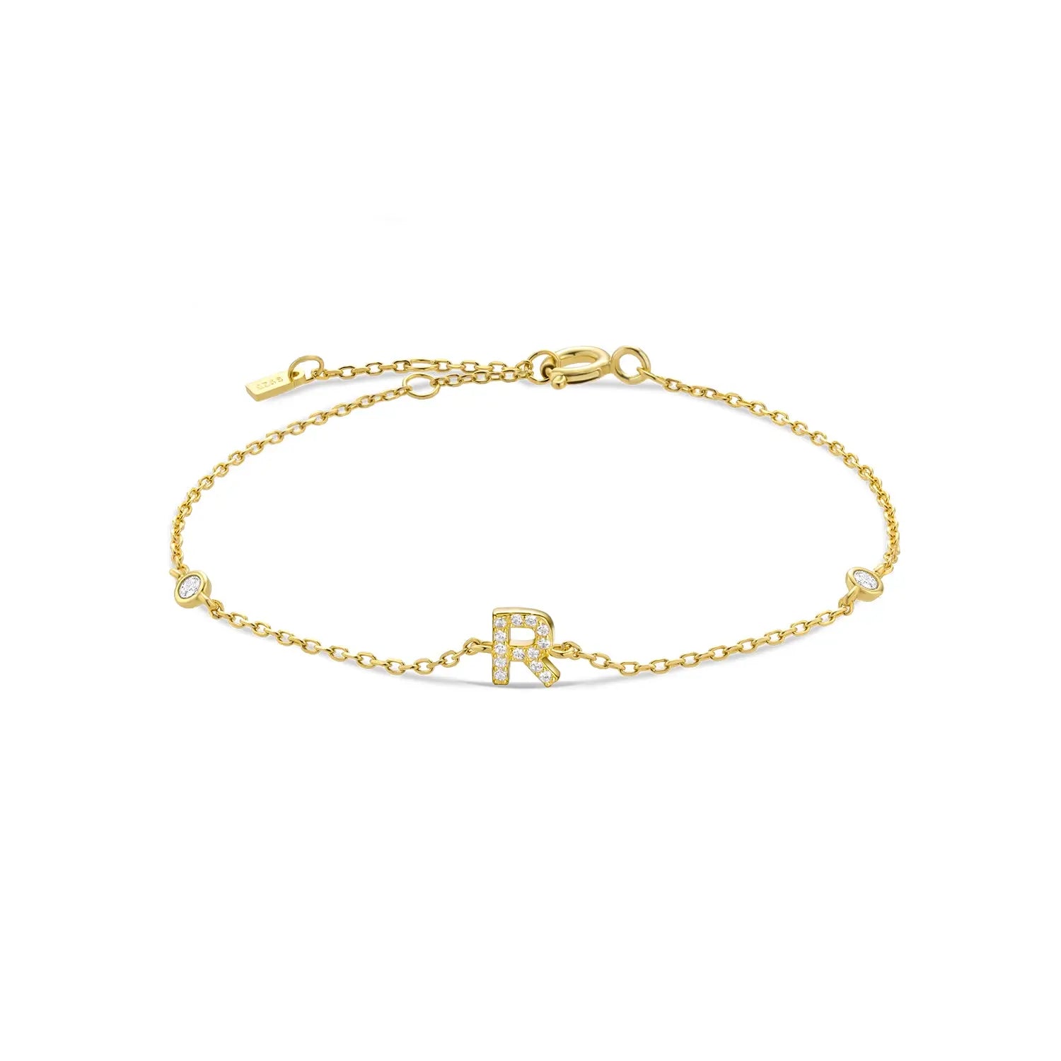 Gold bracelet with the letter R