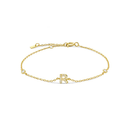 Gold bracelet with the letter R