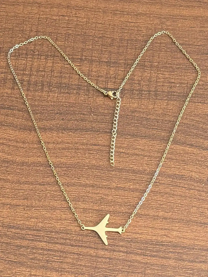 Minimalist Airplane Necklace for Women | 18K Gold Plated Stainless Steel | Daily Wear & Gift