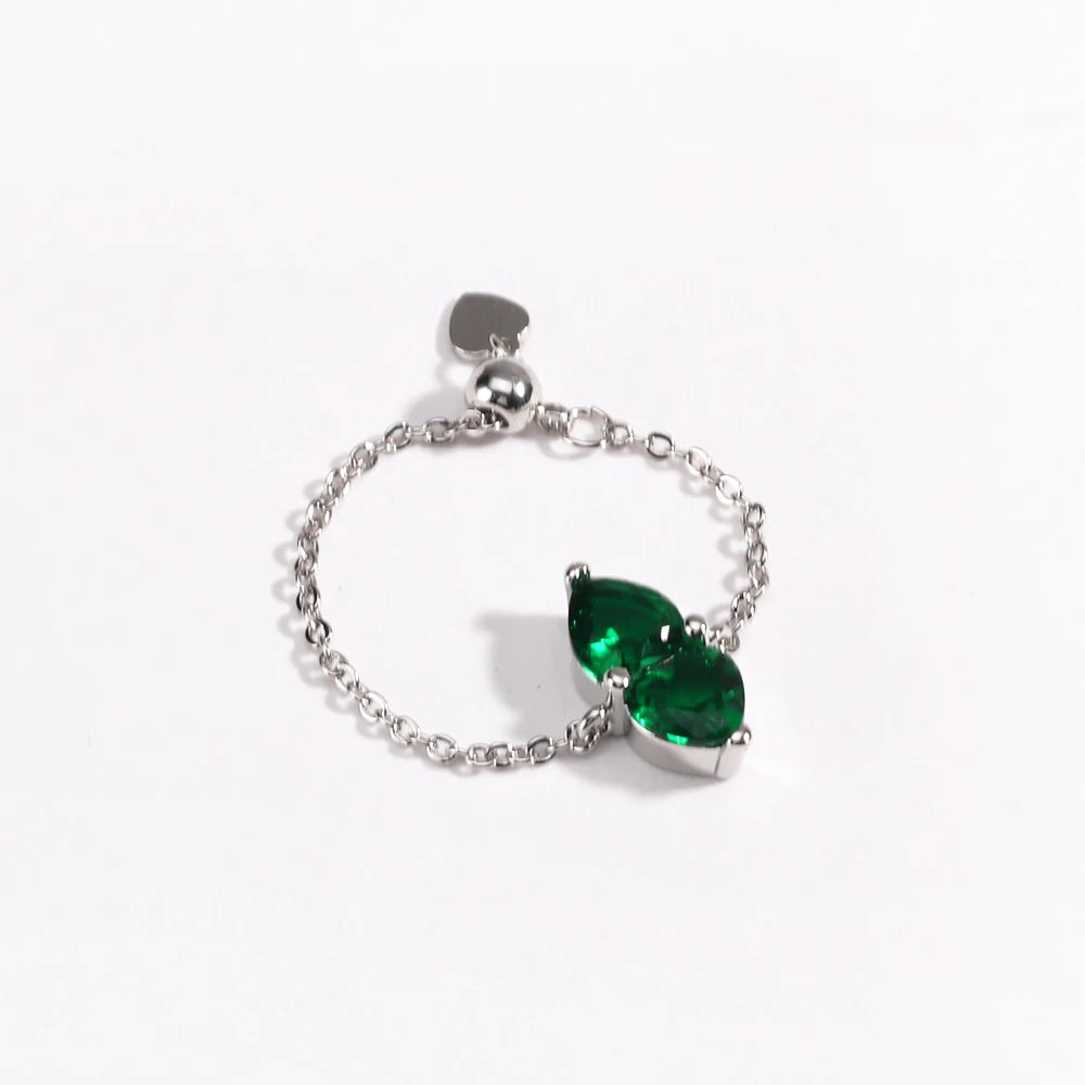 Adjustable Double Heart Zircon Ring for Women, Fashion Jewelry Gift