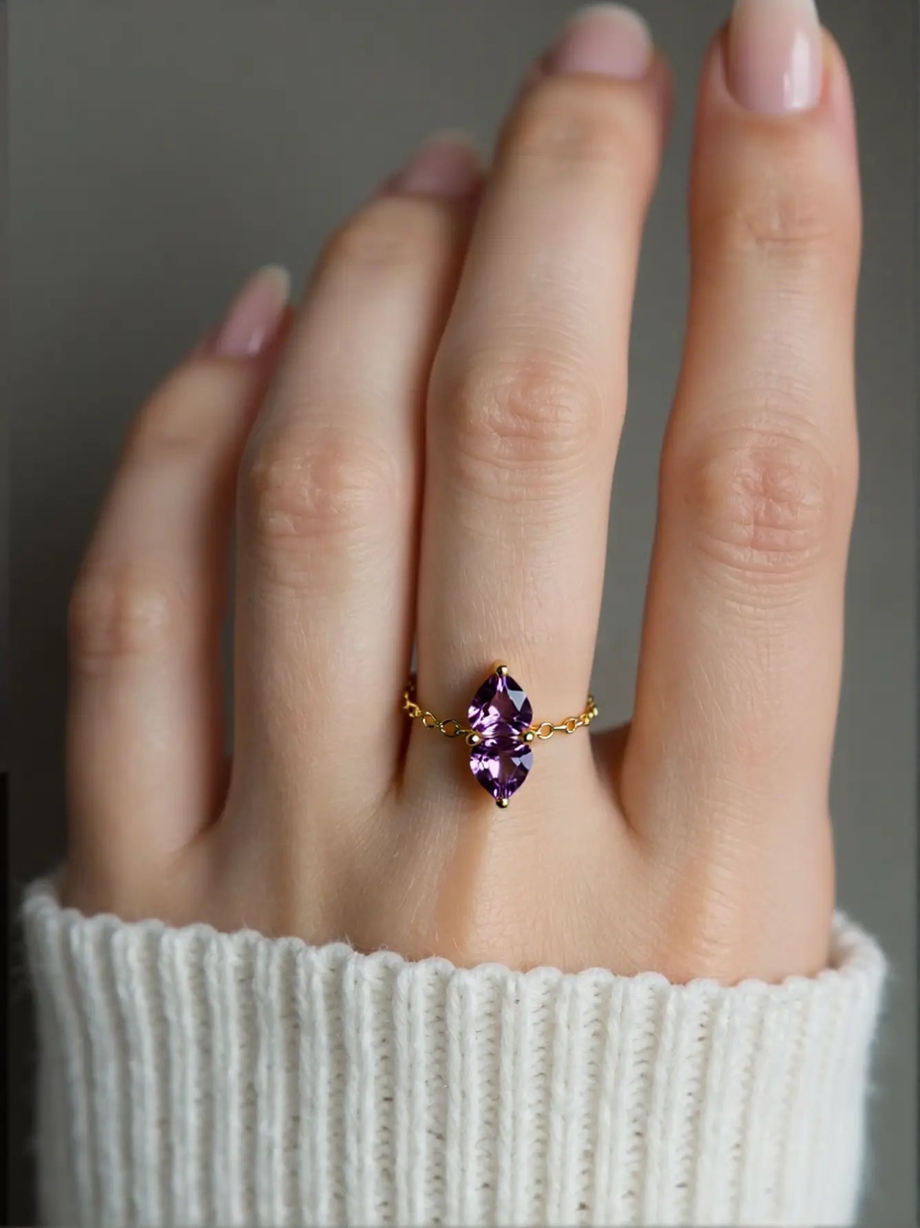 Adjustable Double Heart Zircon Ring for Women, Fashion Jewelry Gift