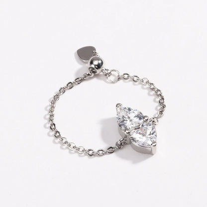 Adjustable Double Heart Zircon Ring for Women, Fashion Jewelry Gift