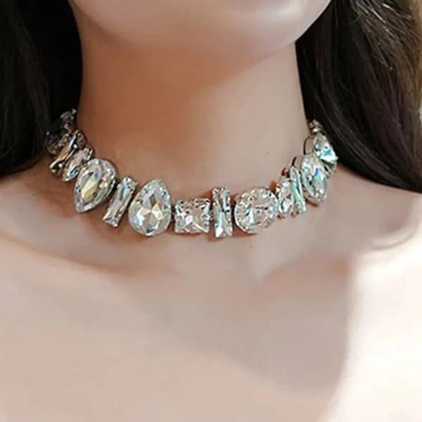 Geometric Crystal Water Drop Clavicle Necklace