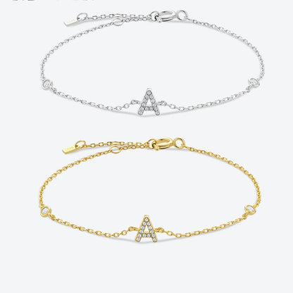 925 Silver Alphabet Monogram Bracelet