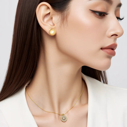 Elegant woman wearing a Zircon Flower Pendant Necklace for Women